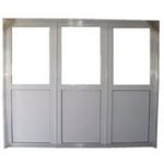Portón 3 Hojas Aluminio Blanco Medio Vidrio Entero 240 x 200